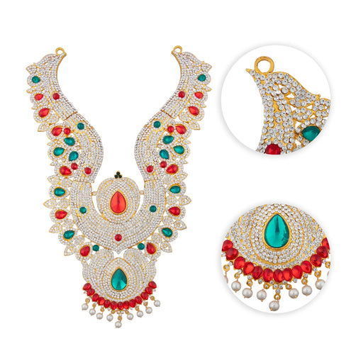 Stone Haram Set - 12 Inches | Multicolour Stone Jewellery/ Two Step Stone Necklace for Deity - Neck & Body Accessories