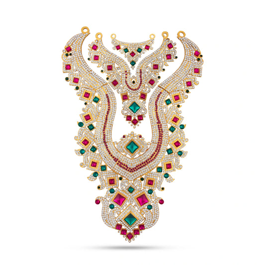 Stone Haram Set - 13.5 Inches | Multicolour Stone Jewellery/ Three Step Stone Necklace for Deity - Neck & Body Accessories