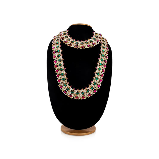 Stone Haram Set - 12 Inches | Multicolour Stone Jewellery/ Two Step Stone Necklace for Deity - Neck & Body Accessories
