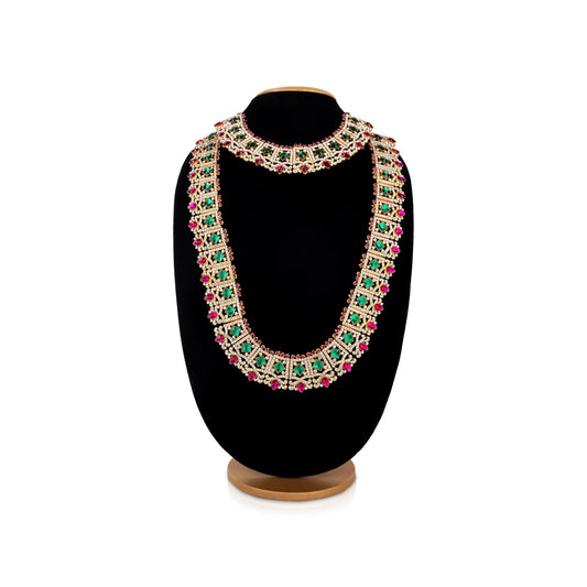 Stone Haram Set - 12 Inches | Multicolour Stone Jewellery/ Two Step Stone Necklace for Deity - Neck & Body Accessories