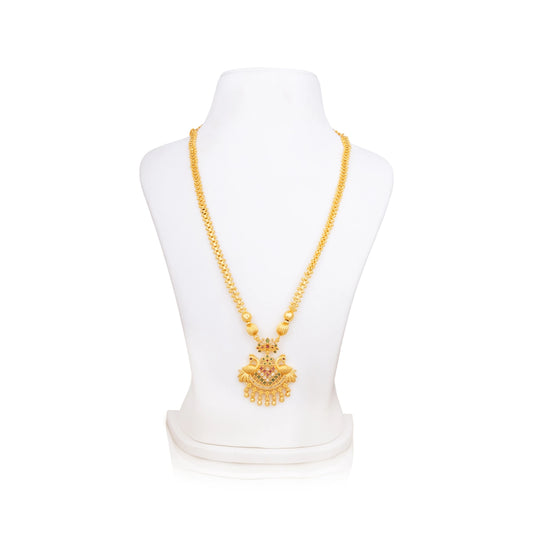 Haram Necklace Pair - 11 Inches | Gold Polish Jewelry/ Jewellery for Women/ 90 Gms Approx - Ethnic Wear Accessories