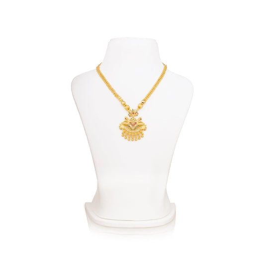 Haram Necklace Pair - 11 Inches | Gold Polish Jewelry/ Jewellery for Women/ 90 Gms Approx - Ethnic Wear Accessories