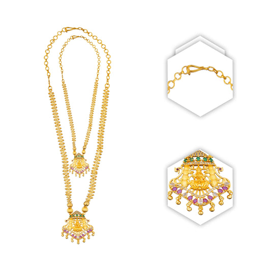 Haram Necklace Pair - 11 Inches | Gold Polish Jewellery/ Jewelry for Women/ 90 Gms Approx - Ethnic Wear Accessories
