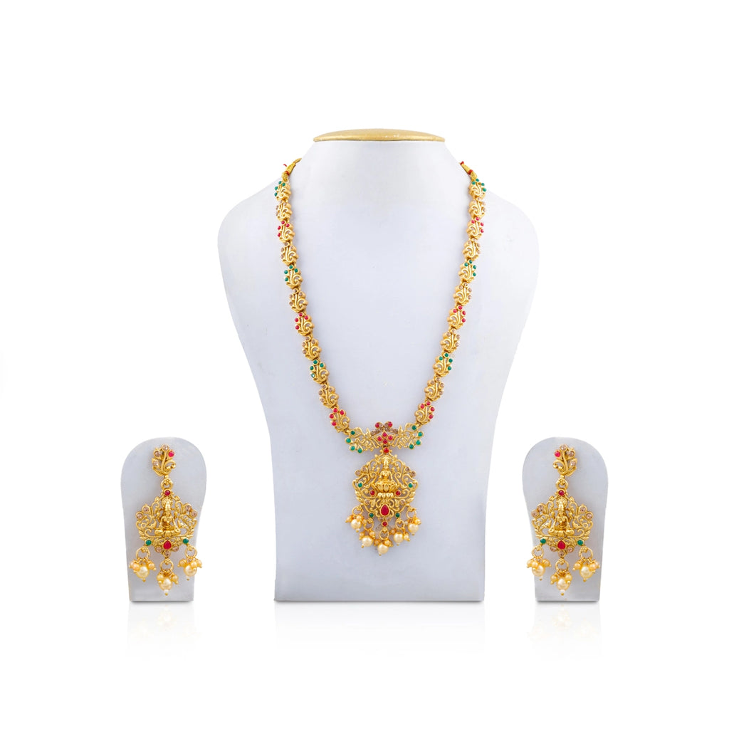 Necklace with Earring Set - 9.5 Inches | Multicolour Stone Jewellery for Women