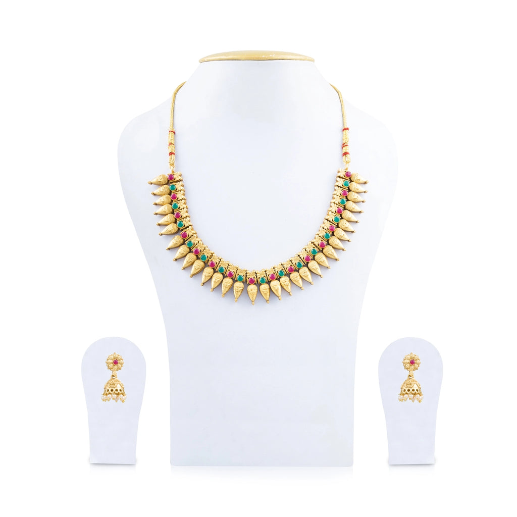 Necklace with Earings Set - 4 Inches | Artificial Jewellery/ Stone Jewelry for Women