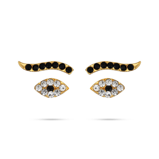 Stone Eye Pair - 1.25 Inches | Black & White Stone Kanmalar/ Amman Kanmalar for Deity Decor - Head & Face Accessories
