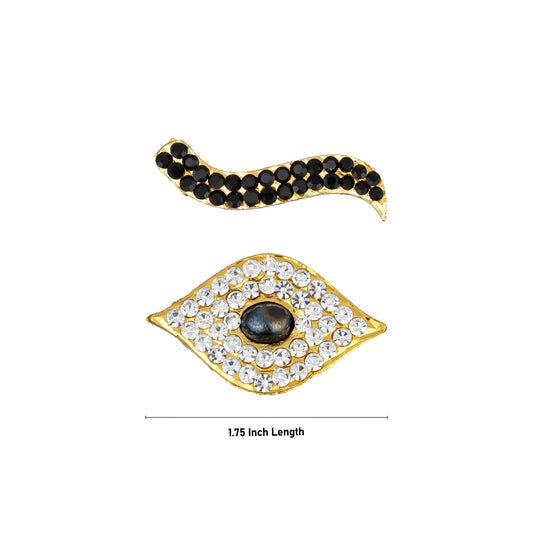 Stone Eye Pair - 1.75 Inches | Black & White Stone Kanmalar/ Amman Kanmalar for Deity Decor - Head & Face Accessories