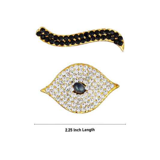 Stone Eye Pair - 2.25 Inches | Black & White Stone Kanmalar/ Amman Kanmalar for Deity Decor - Head & Face Accessories