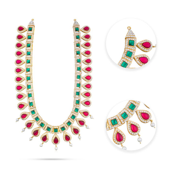 Stone Necklace & Stone Haram Set - 12 Inches | Multicolour Stone Jewellery for Deity