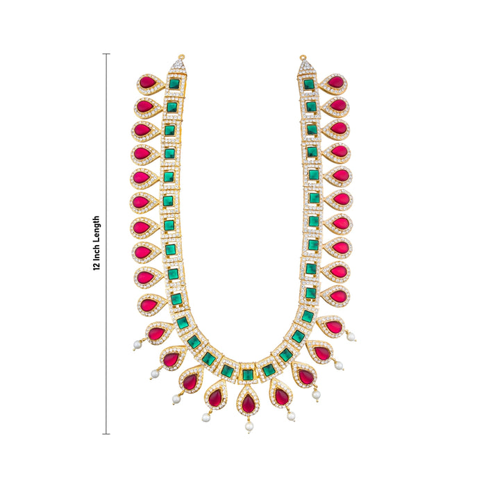 Stone Necklace & Stone Haram Set - 12 Inches | Multicolour Stone Jewellery for Deity