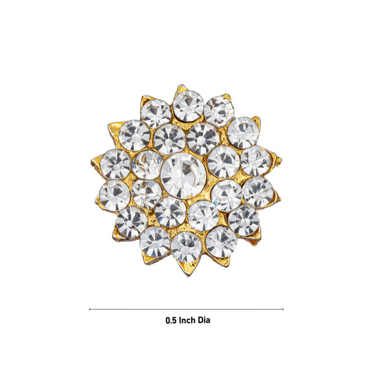 Stone Pottu - 0.5 Inches | Amman Pottu/ Stone Bindi/ Stone Tilak for Deity/ Assorted Colour - Head & Face Accessories