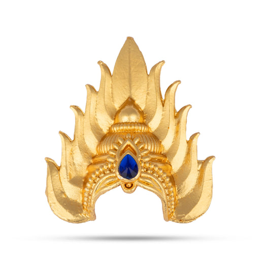 Half Kireedam - 2.5 x 2 Inches | Gold Polish Half Kiridam/ Sudar Design Mukut/ Single Stone Half Crown for Deity - Head & Face Accessories