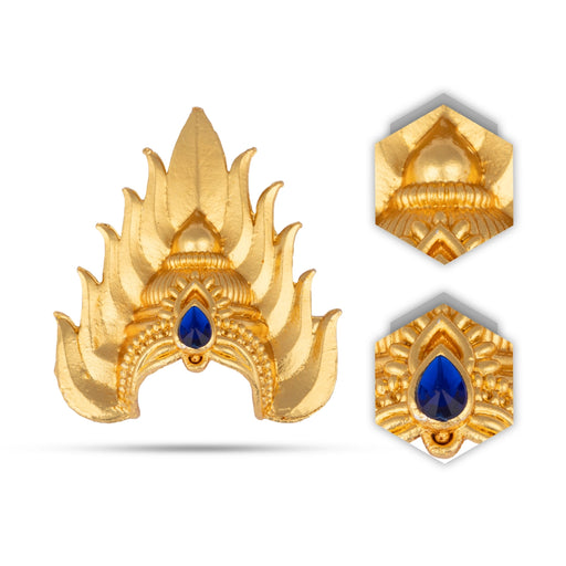 Half Kireedam - 2.5 x 2 Inches | Gold Polish Half Kiridam/ Sudar Design Mukut/ Single Stone Half Crown for Deity - Head & Face Accessories
