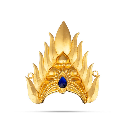 Half Kireedam - 4 x 3.5 Inches | Gold Polish Half Kiridam/ Sudar Design Mukut/ Single Stone Half Crown for Deity - Head & Face Accessories
