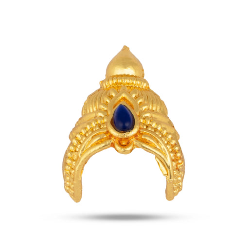 Half Kireedam - 1 x 0.75 Inches | Gold Polish With Single Stone Kiridam/ Half Crown/ Half Mukut for Deity Decor - Head & Face Accessories
