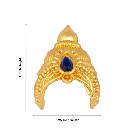 Half Kireedam - 1 x 0.75 Inches | Gold Polish With Single Stone Kiridam/ Half Crown/ Half Mukut for Deity Decor - Head & Face Accessories