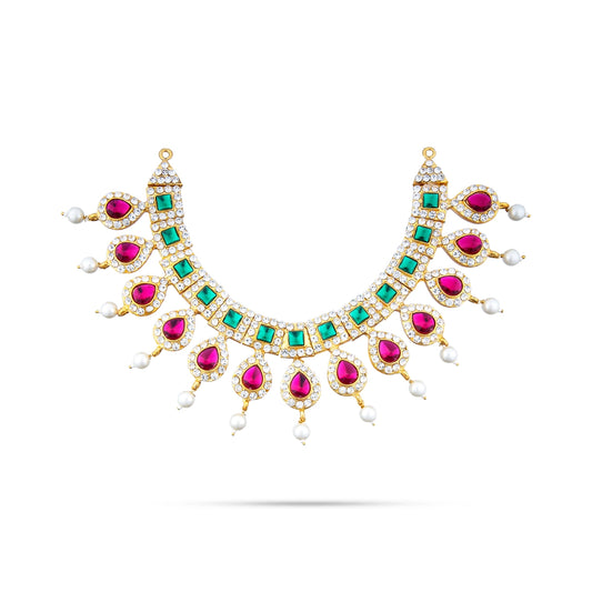 Stone Necklace - 5 Inches | Stone Haram/ Multicolour Stone Jewellery for Deity - Neck & Body Accessories