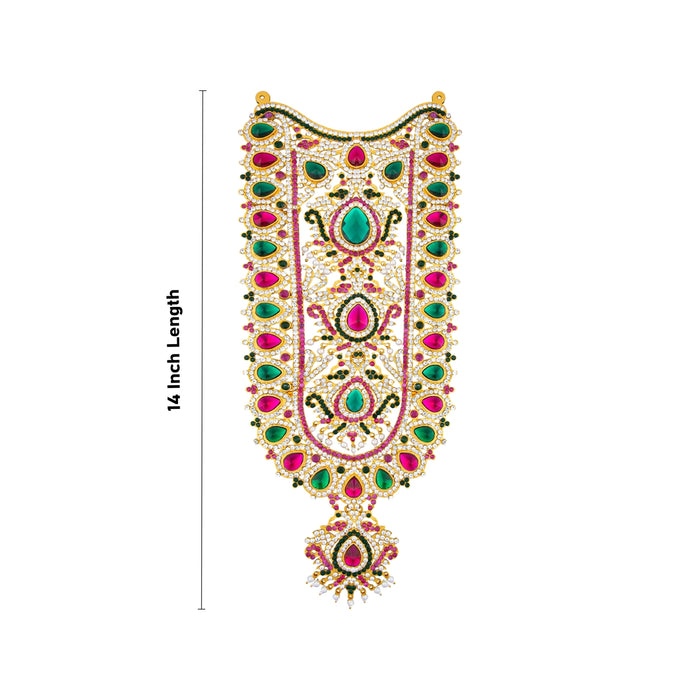 Stone Haram - 14 x 5.5 Inches | Multicolour Stone Jewellery/ Stone Necklace/ Artificial Jewelry for Deity