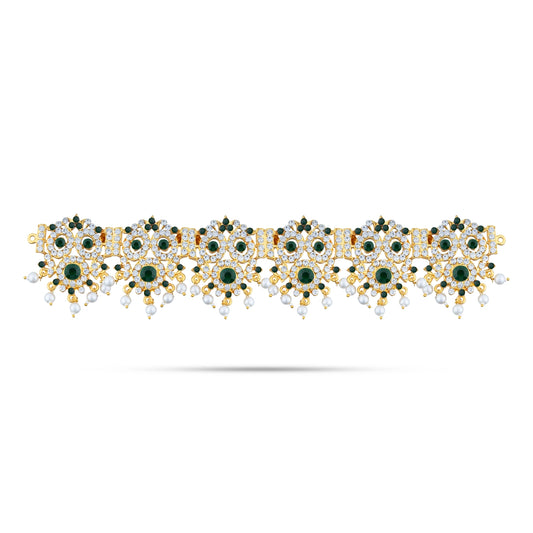 Stone Hip Belt - 9.5 Inches | Pearls & Stone Design Artificial Jewelry/ Waist Belt for Deity - Waist & Leg Accessories