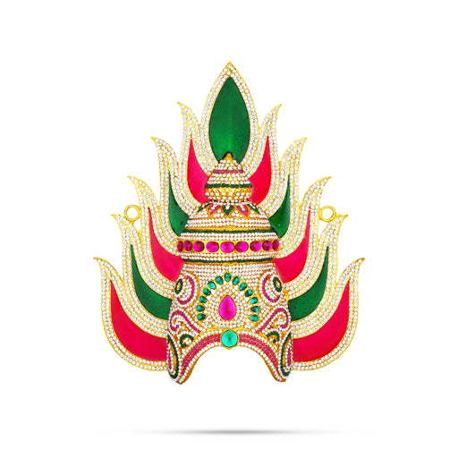 Half Crown - 9.75 x 8.25 Inches | Enamel & Multicolour Stone Design Kireedam/ Sudar Design Kiridam for Deity - Head & Face Accessories