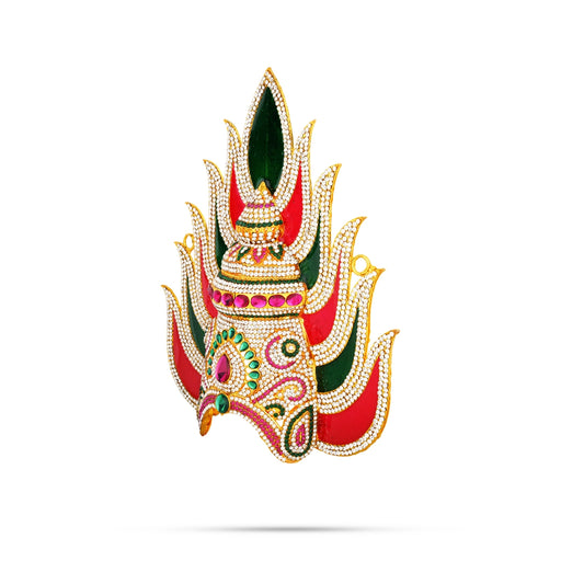 Half Crown - 9.75 x 8.25 Inches | Enamel & Multicolour Stone Design Kireedam/ Sudar Design Kiridam for Deity - Head & Face Accessories