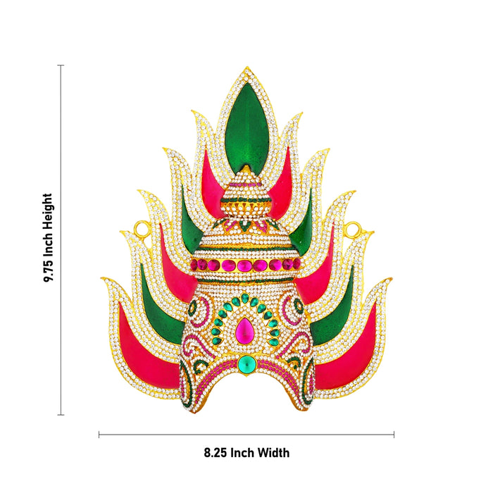 Half Crown - 9.75 x 8.25 Inches | Enamel & Multicolour Stone Design Kireedam/ Sudar Design Kiridam for Deity - Head & Face Accessories
