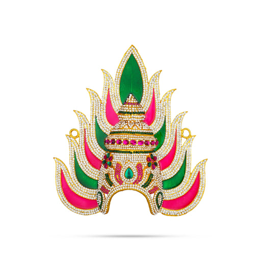 Half Crown - 8.75 x 8 Inches | Enamel & Multicolour Stone Design Kireedam/ Sudar Design Kiridam for Deity - Head & Face Accessories