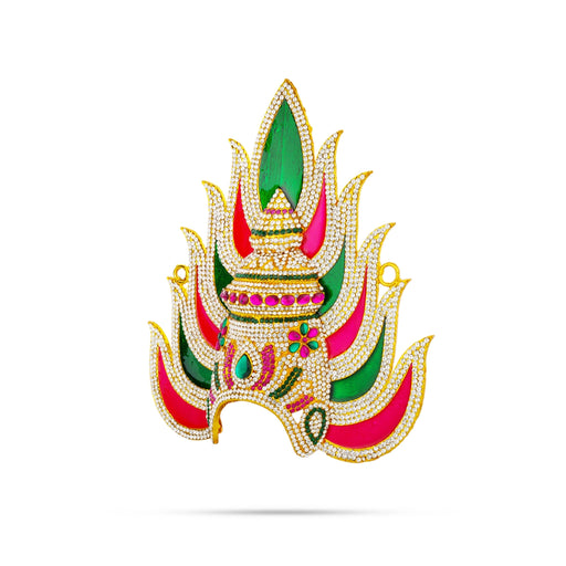 Half Crown - 8.75 x 8 Inches | Enamel & Multicolour Stone Design Kireedam/ Sudar Design Kiridam for Deity - Head & Face Accessories