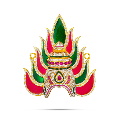 Half Crown - 7 x 6.5 Inches | Enamel & Multicolour Stone Design Kireedam/ Sudar Design Kiridam for Deity - Head & Face Accessories