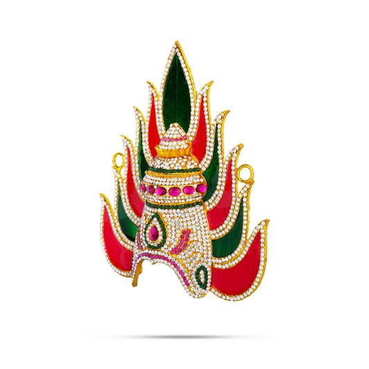 Half Crown - 7 x 6.5 Inches | Enamel & Multicolour Stone Design Kireedam/ Sudar Design Kiridam for Deity - Head & Face Accessories