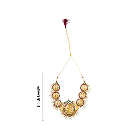 Kemp Necklace - 5 Inches | Multicolour Stone Jewellery/ Lakshmi Design Kemp Jewellery for Dance - Bharatanatyam Jewellery