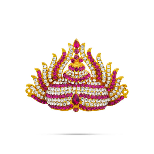 Half Crown - 2.5 x 3.5 Inches | Multicolour Stone Design Kireedam/ Sudar Design Kiridam for Deity - Head & Face Accessories