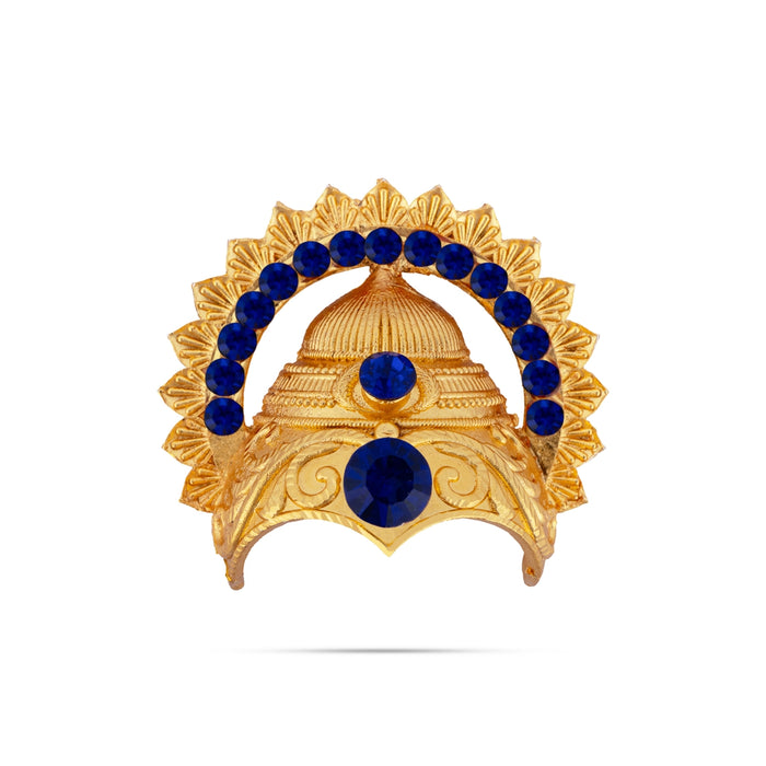Half Crown With Arch - 1.75 x 1.75 Inches | Gold Polish & Stone Design Kireedam/ Kiridam/ Mukut for Deity - Head & Face Accessories