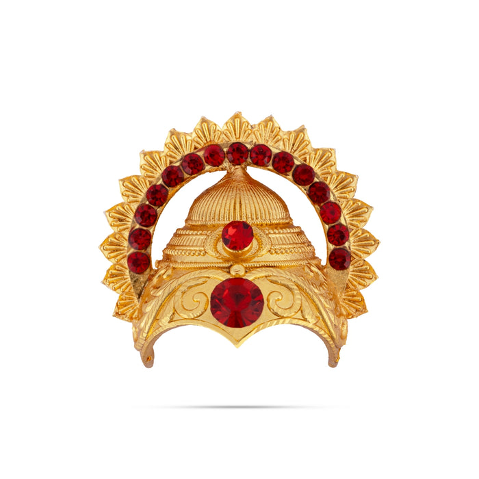 Half Crown With Arch - 1.75 x 1.75 Inches | Gold Polish & Stone Design Kireedam/ Kiridam/ Mukut for Deity - Head & Face Accessories