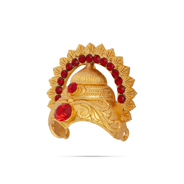 Half Crown With Arch - 1.75 x 1.75 Inches | Gold Polish & Stone Design Kireedam/ Kiridam/ Mukut for Deity - Head & Face Accessories