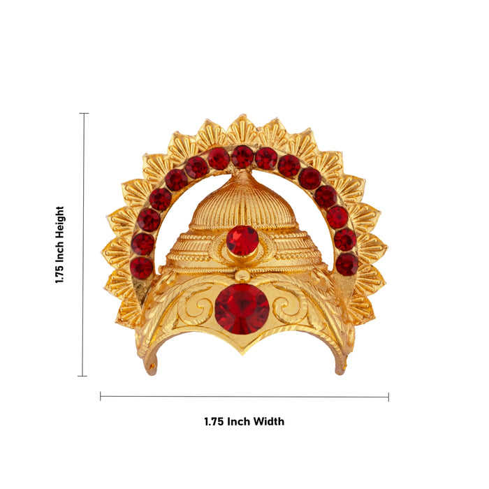 Half Crown With Arch - 1.75 x 1.75 Inches | Gold Polish & Stone Design Kireedam/ Kiridam/ Mukut for Deity - Head & Face Accessories
