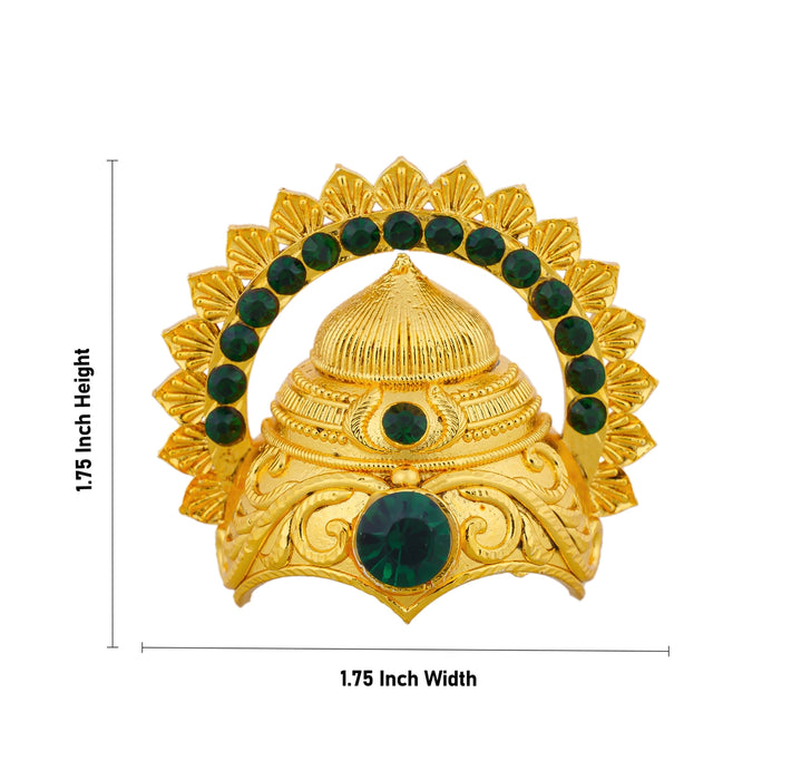 Half Crown With Arch - 1.75 x 1.75 Inches | Gold Polish & Stone Design Kireedam/ Kiridam/ Mukut for Deity - Head & Face Accessories