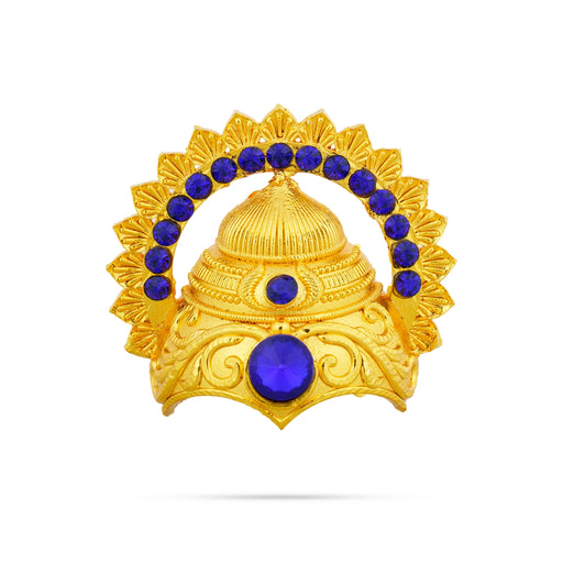 Half Crown With Arch - 2 x 2 Inches | Gold Polish & Stone Design Kireedam/ Kiridam/ Mukut for Deity - Head & Face Accessories