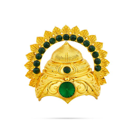 Half Crown With Arch - 2 x 2 Inches | Gold Polish & Stone Design Kireedam/ Kiridam/ Mukut for Deity - Head & Face Accessories