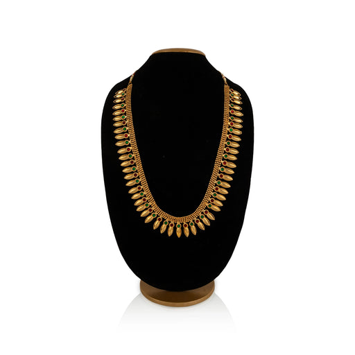 Kemp Haram - 11.5 Inches | Gold Polish & Stone Design Bharatanatyam Jewellery/ Artificial Jewelry for Dance - Bharatanatyam Jewellery