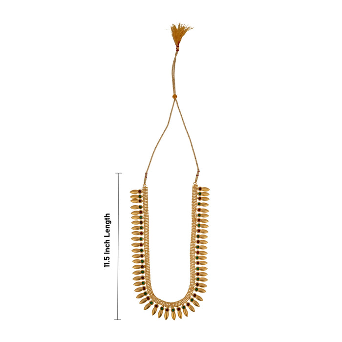 Kemp Haram - 11.5 Inches | Gold Polish & Stone Design Bharatanatyam Jewellery/ Artificial Jewelry for Dance - Bharatanatyam Jewellery