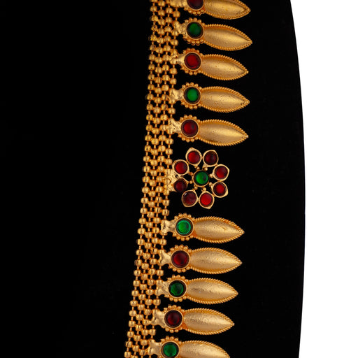 Kemp Haram - 11.5 Inches | Artificial Jewelry/ Gold Polish & Stone Design Bharatanatyam Jewellery for Dance - Bharatanatyam Jewellery