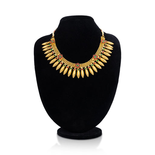 Kemp Necklace - 4.5 Inches | Artificial Jewelry/ Multicolour Stone work Bharatanatyam Jewellery for Dance - Bharatanatyam Jewellery