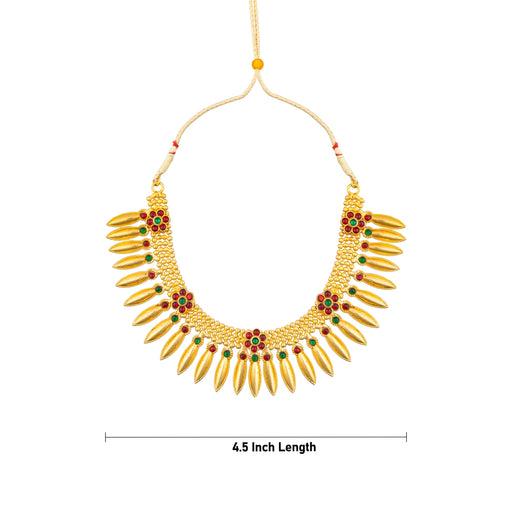 Kemp Necklace - 4.5 Inches | Artificial Jewelry/ Multicolour Stone work Bharatanatyam Jewellery for Dance - Bharatanatyam Jewellery