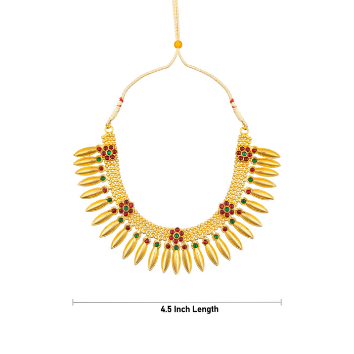 Kemp Necklace - 4.5 Inches | Artificial Jewelry/ Multicolour Stone work Bharatanatyam Jewellery for Dance - Bharatanatyam Jewellery