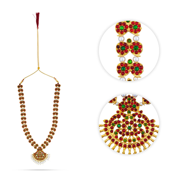 Kemp Stone Haram - 12.5 Inches | Kemp Long Necklace/ Multi Colour Stone Jewellery for Dance - Dance Jewellery