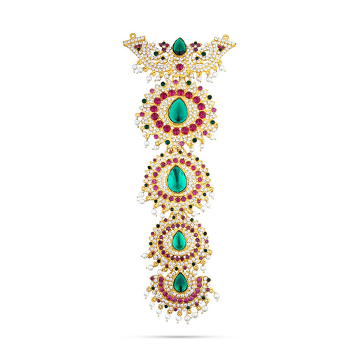 Stone Necklace - 11 Inches | 5 Step Necklace/ Multi Coloured Stone Jewellery for Deity Decor - Neck & Body Accessories