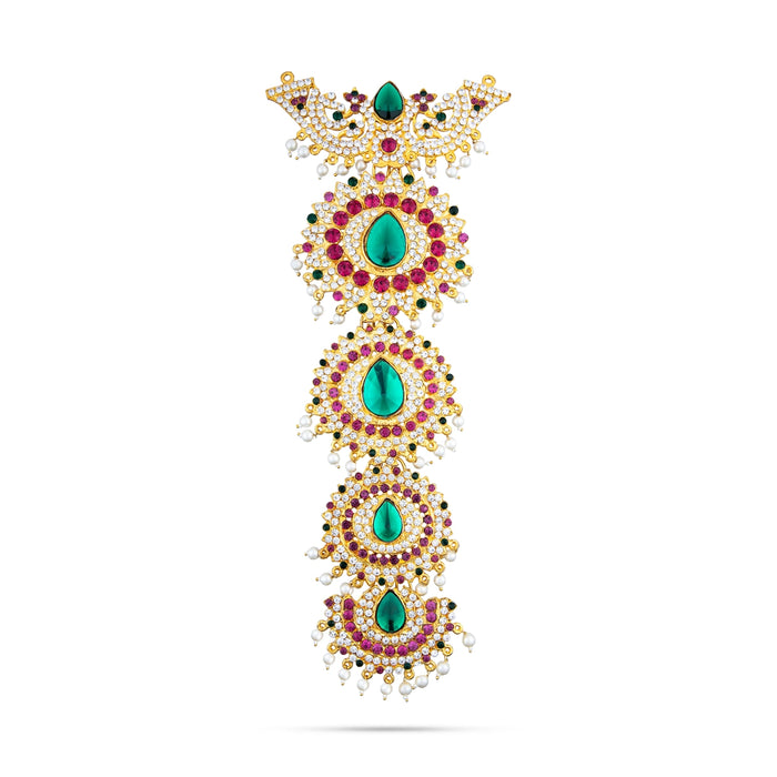 Stone Necklace - 11 Inches | 5 Step Necklace/ Multi Coloured Stone Jewellery for Deity Decor - Neck & Body Accessories