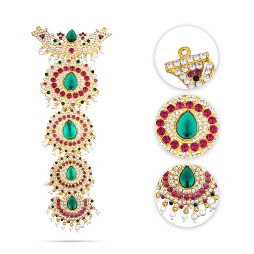 Stone Necklace - 11 Inches | 5 Step Necklace/ Multi Coloured Stone Jewellery for Deity Decor - Neck & Body Accessories