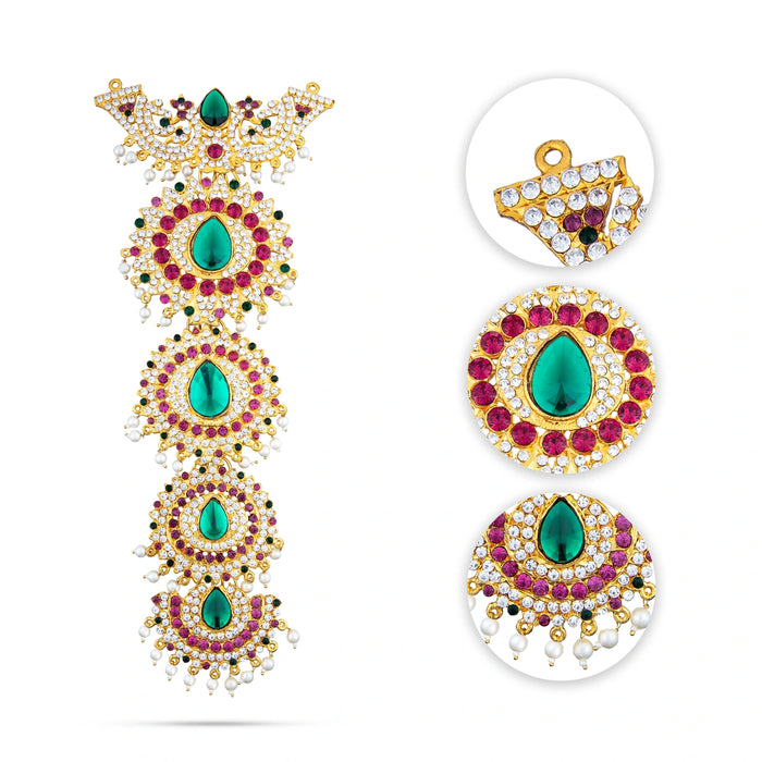 Stone Necklace - 11 Inches | 5 Step Necklace/ Multi Coloured Stone Jewellery for Deity Decor - Neck & Body Accessories